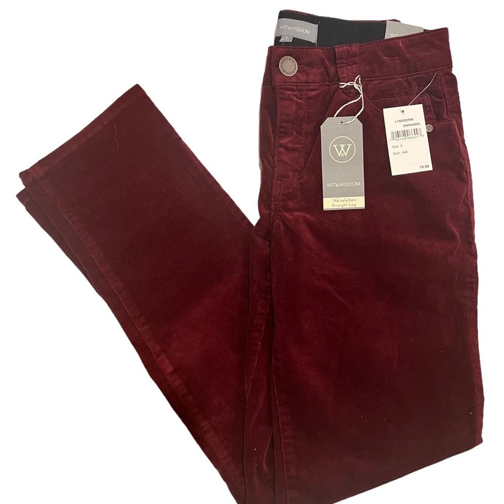 Wit & Wisdom Zinfandel (burgundy) Straight Leg Corduroy Ab Solutions Pant
